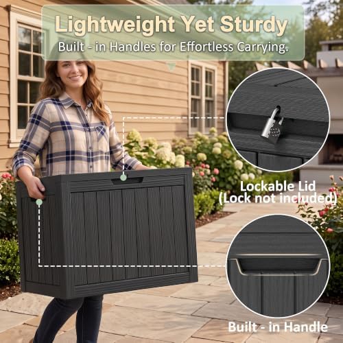 50gal outdoor storage box anti-theft delivery box lockable, close-up detail