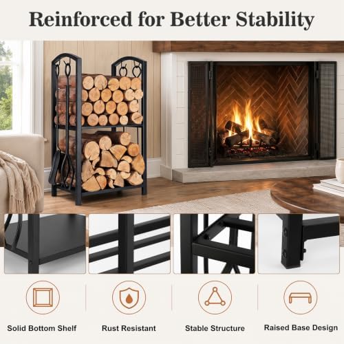 feed garden firewood rack log holder with 4-piece showing dimensions