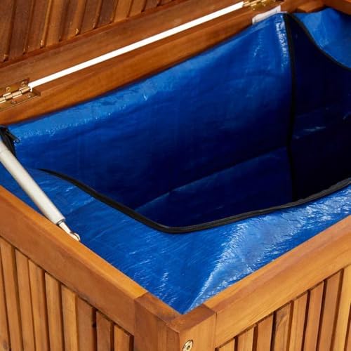 vidaxl patio storage box 68.9"x19.7"x22.8" solid acacia wood showing dimensions