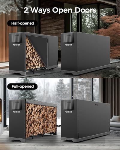 6ft firewood log rack with cover outdoor, heavy, side view