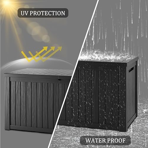300 gallon outdoor storage box, waterproof resin deck shown in use