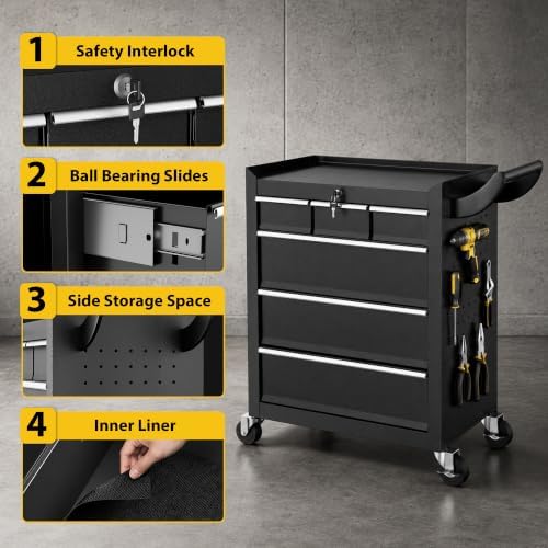 ldhthopi rolling tool chest, 6-drawers assembled tool box, package contents