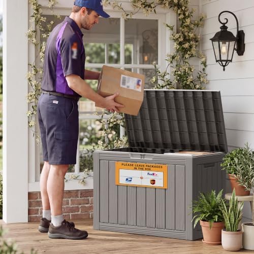 package delivery box for outside with sign 50 on a desk or shelf