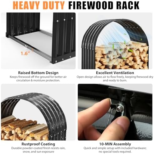 heavy duty firewood rack with top cover, outdoor, package contents