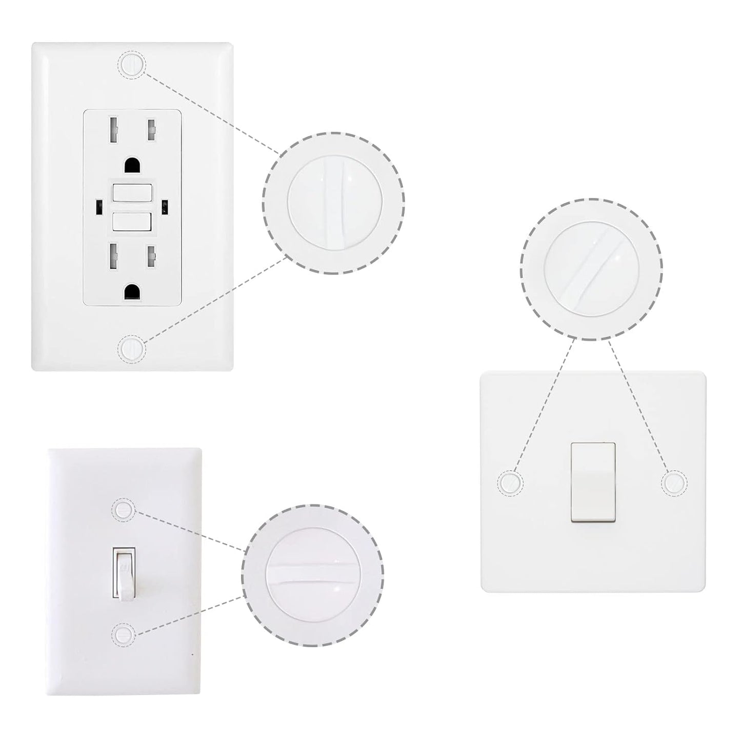 Wall Plate Screws, 100 pcs White Outlet Screws 6-32 Thread Light Electrical Cover Panel Switch Plate Screws 4 Length Assorted Sizes (3/8", 1/2", 3/4", 1 inch)