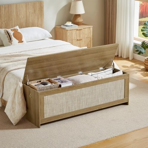 55.1" storage chest extra large,rattan storage bench(cherry brown), main product view