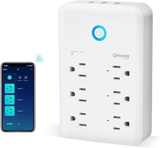 GHome Smart Plug Outlet Extender, USB Wall Charger by GhomeSmart