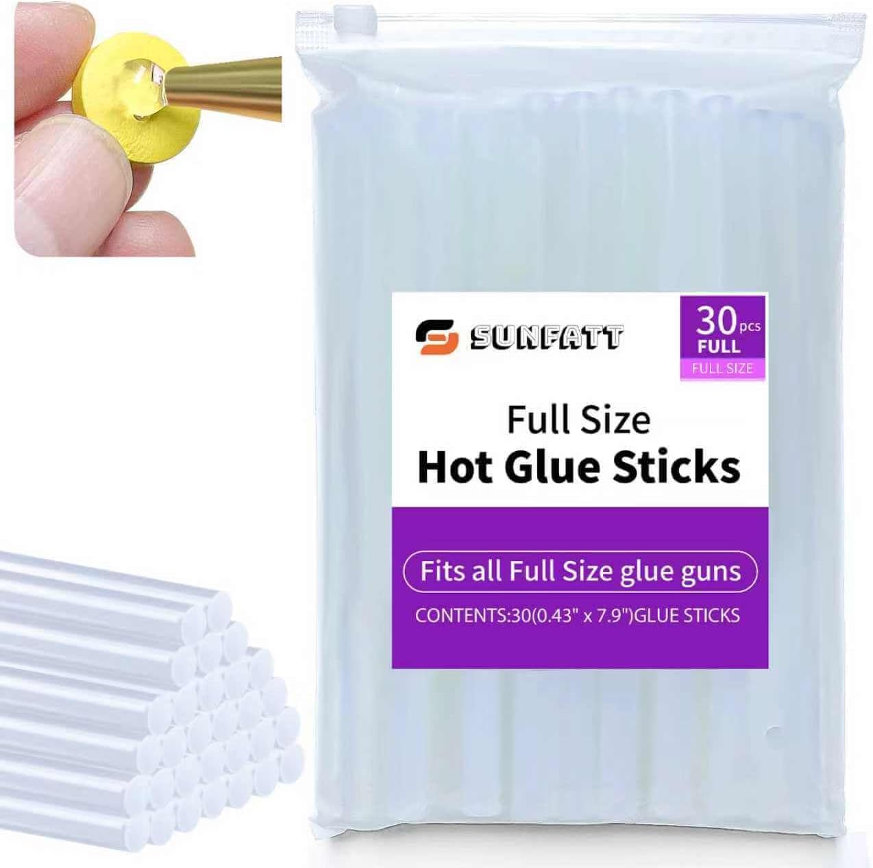Full Size Hot Glue Sticks(30 Pcs),7.9" x 0.43" Clear Glue Gun Sticks | Perfect for Full Size Hot Glue Gun,Easily Create and Bond Crafts on Wood,Plastic,Glass,Flowers,Fabrics,Foam,Jewellery