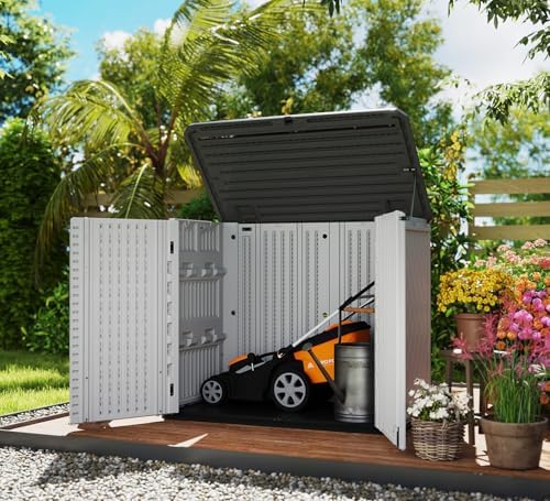 homspark storage shed weather resistance, multi-purpose outdoor storage shown in use