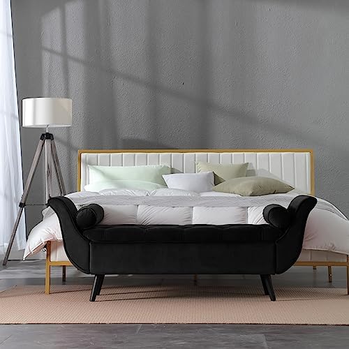 velvet storage bench 65" tufted end of bed on a desk or shelf