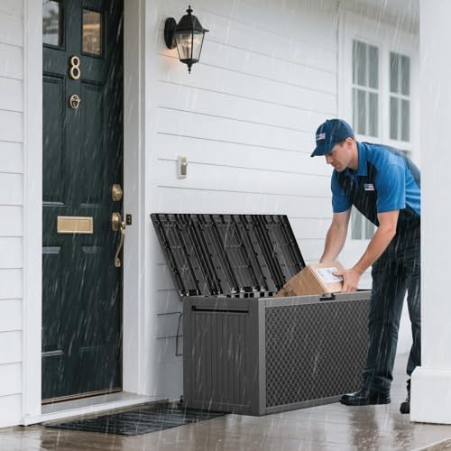 vingli 90 gallon lockable durable outdoor storage box, close-up detail