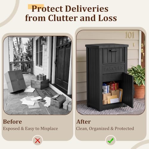 package delivery boxes for outside, 120 gallon outdoor, close-up detail