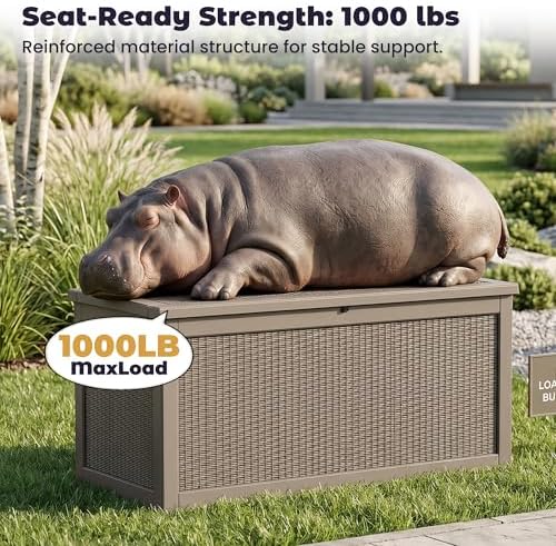 patiozen 360 gallon outdoor storage box, heavy duty, close-up detail