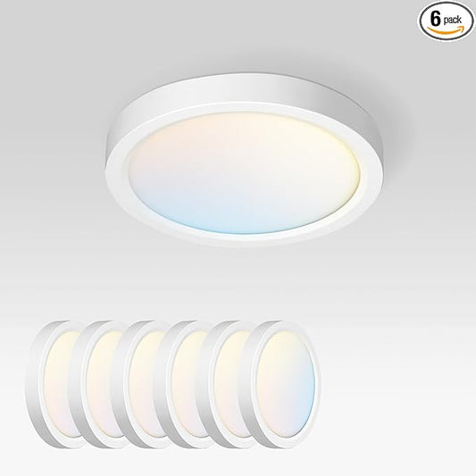 ASD LED 5" Round Flush Mount Ceiling Light Fixture, Low Profile Surface by ASDLightingCorporation