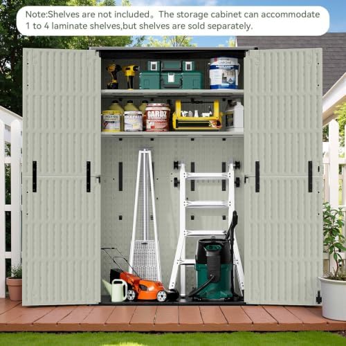 patiowell 50 cu.ft resin horizontal outdoor storage shed showing dimensions