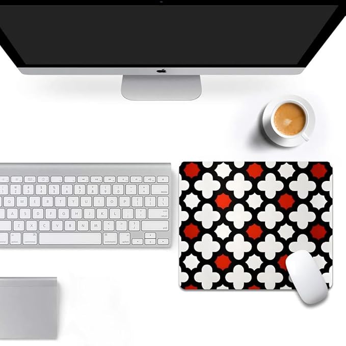 Red Lattice Tile High Contrast Square Mouse pad, Waterproof, Anti Slip Rubber - Image 6