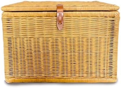 the basket lady deep wicker storage trunk, xl shown in use