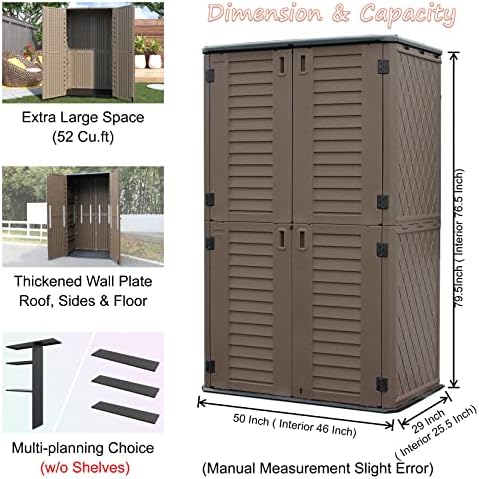 mrosaa sheds & outdoor storage, 52 cu.ft vertical, side view