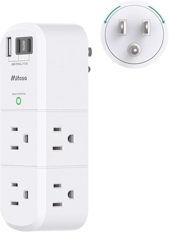 PD20W USB Outlet Extender Surge Protector - by Mifaso