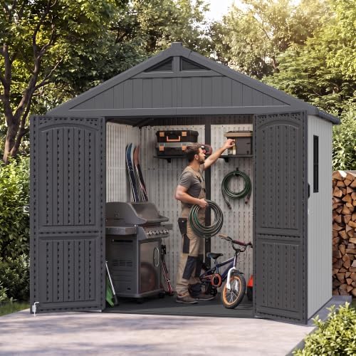 greesum 8x6 ft resin outdoor storage shed with, close-up detail