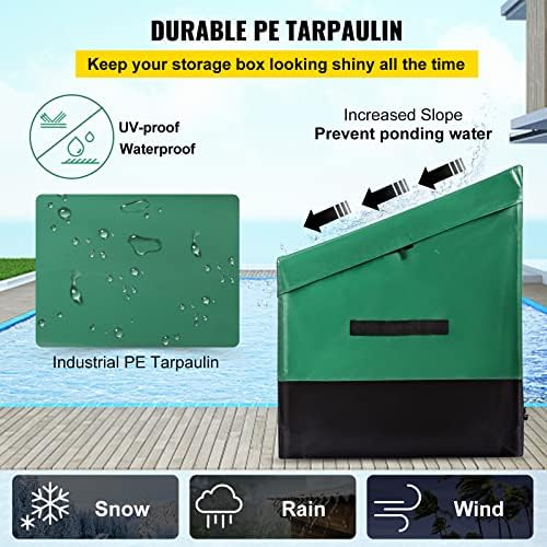 vevor outdoor storage box, 150 gallon waterproof pe, close-up detail