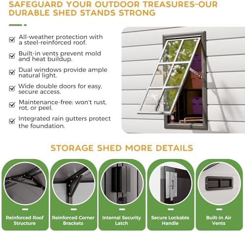 wacasa 10x14 ft large resin plastic outdoor storage, close-up detail