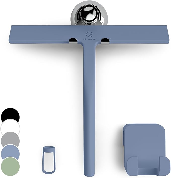 GÜTEWERK Shower Squeegee for Glass Doors, Silicone Window Squeegee, Bathroom by G%C3%9CTEWERK