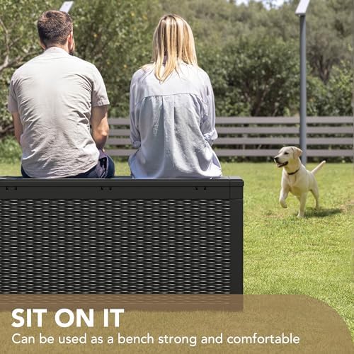 devoko 100 gallon waterproof deck box, resin large, close-up detail