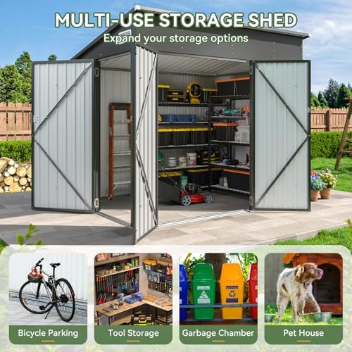aoxun 7.5'x4' triple door shed outdoor storage shed, package contents