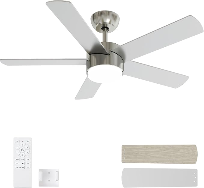 POCHFAN 42 Inch Brushed Nickel Ceiling Fans by POCHFAN