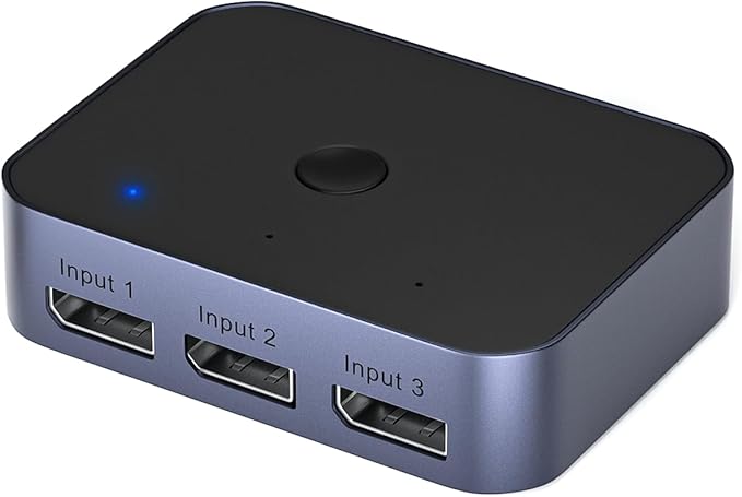 Arector Bi-Directional DisplayPort 1.4 Switcher, 3 in 1 Out 8K DP Switcher Box by Arector