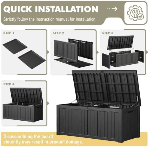 kamaboko 230 gallon outdoor storage box waterproof deck on a desk or shelf