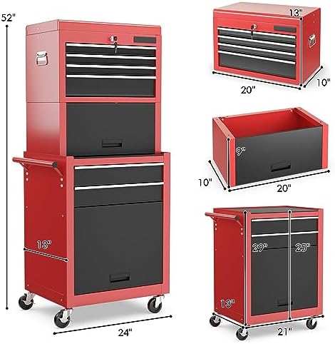 goplus tool chest, 3-in-1 rolling 6 drawers tool, close-up detail