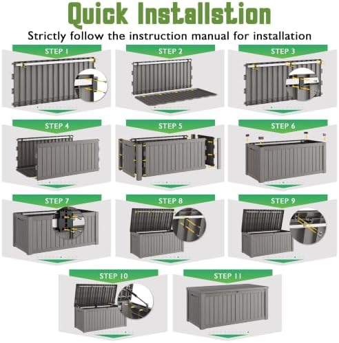 outdoor storage waterproof deck box for patio (150, front angle view