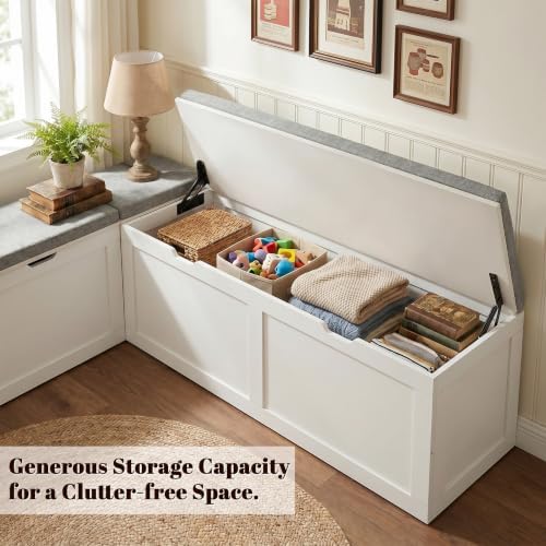 63” breakfast nook bench, l shaped storage bench, side view