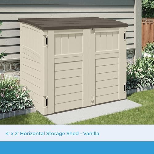 suncast 3 pack 34 cu ft capacity horizontal shown in use