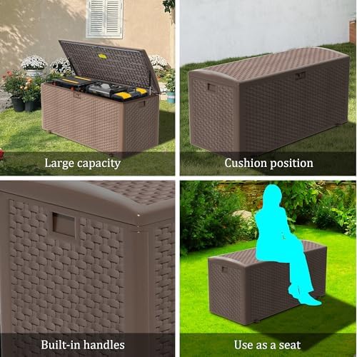 180 pro gallon waterproof outdoor storage bin resin on a desk or shelf