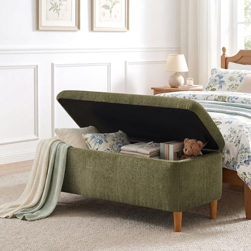 39.4" ottoman with storage upholstered storage bench for, side view