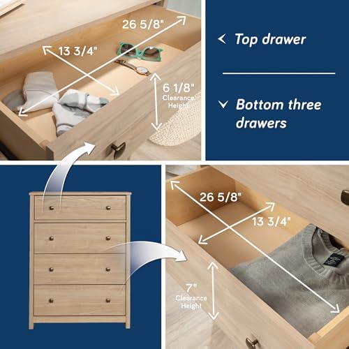 sauder river ranch 4-drawer bedroom chest, harvest walnut, package contents