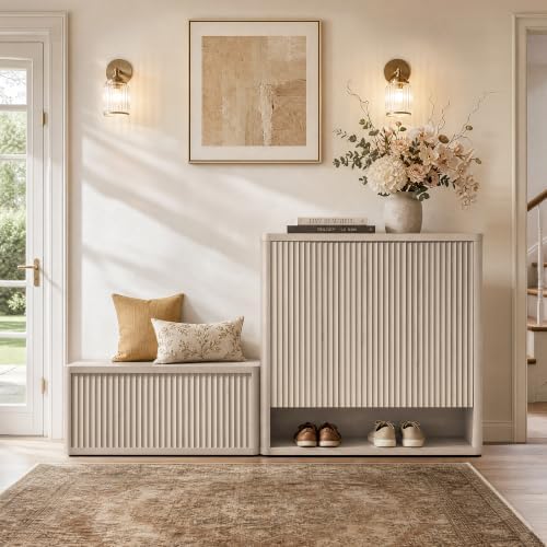 sicotas storage bench 80.4" wide shoe bench with on a desk or shelf