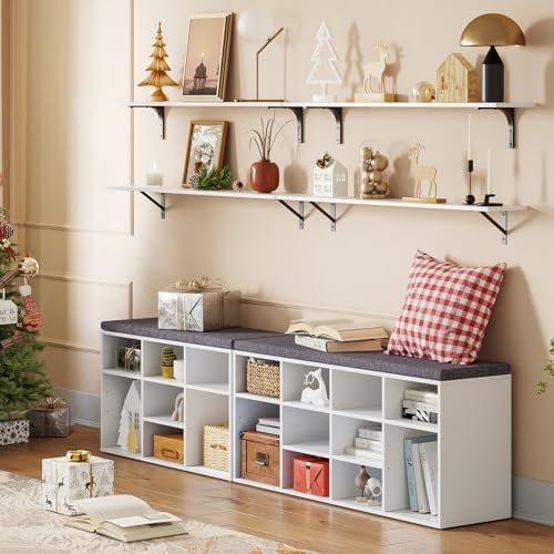 dinzi lvj shoe storage bench with cushion, 40.9", side view