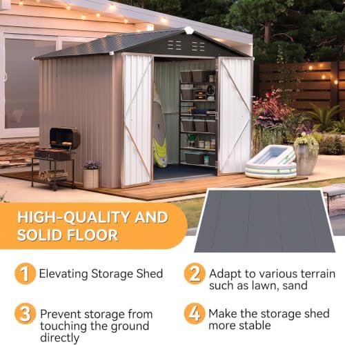 aoxun 8'x6' shed with floor galvanized steel outdoor, close-up detail