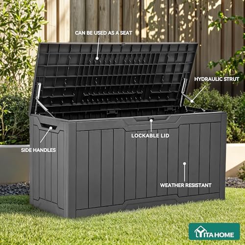 yitahome 80 gallon resin deck box, close-up detail