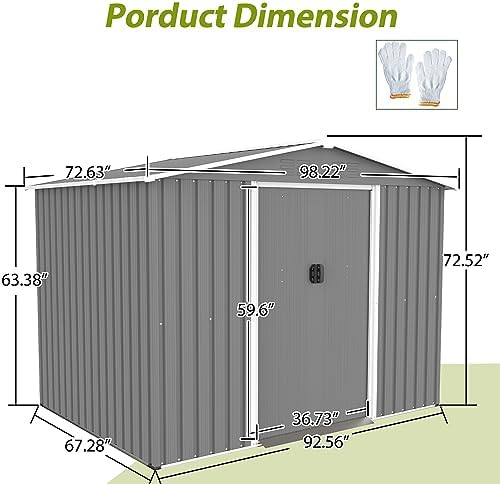 yopto 8x6 ft outdoor storage shed with roof,waterproof shown in use