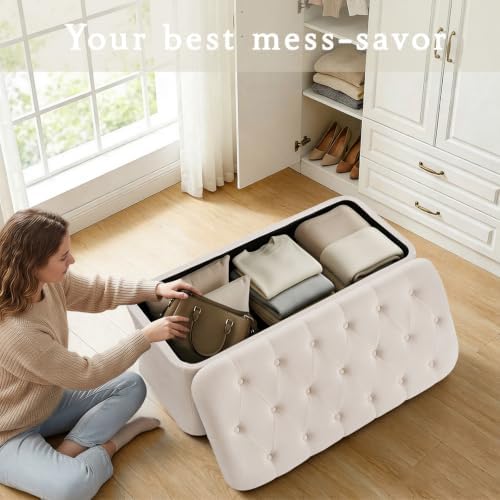 onbrill storage ottoman bench, end of bed bench, front angle view