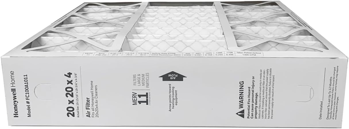 Honeywell FC100A1011-20" x 20" x 4" Pleated Air Filter, MERV 11 Bundle with Same Day Supply Filter Change Reminder (2-Pack)