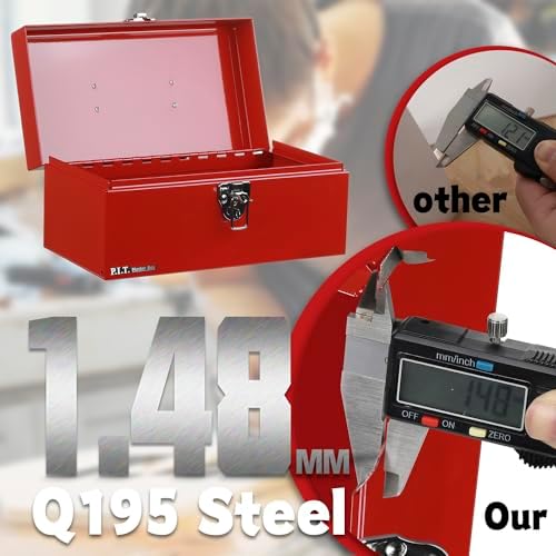 p.i.t. metal tool box 12 inch,portable small toolbox, close-up detail