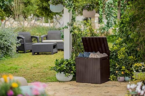 keter city outdoor plastic storage box garden furniture on a desk or shelf