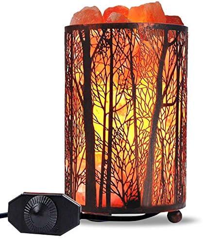 Shineled Himalayan Salt Lamp, Salt Rock Lamp Natural Night Light in Forest Design Metal Basket with Dimmer Switch (4.1 x 6.5 4.4-5lbs), 25Watt Bulbs & ETL Cord 1 Pack