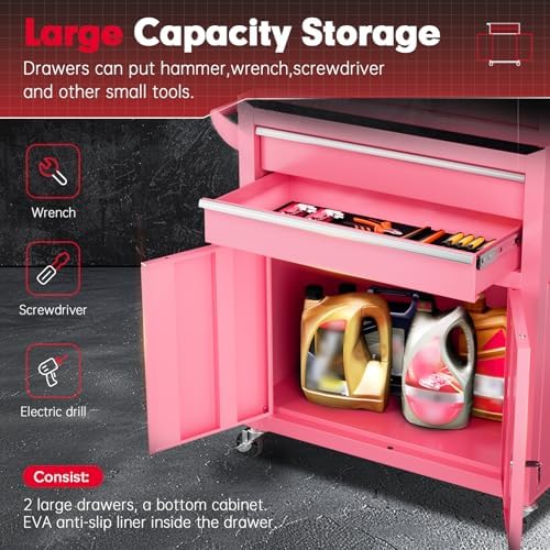 superday metal tool chest, 8 drawer rolling tool, front angle view